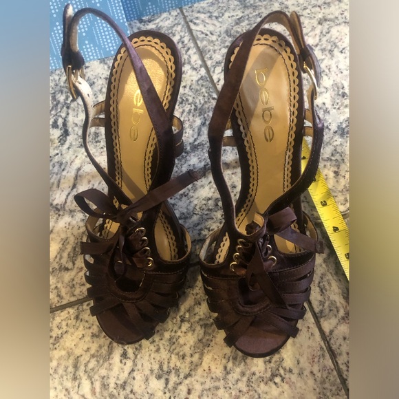 Bebe satin high heel evening shoes with leather soles - Picture 2 of 4